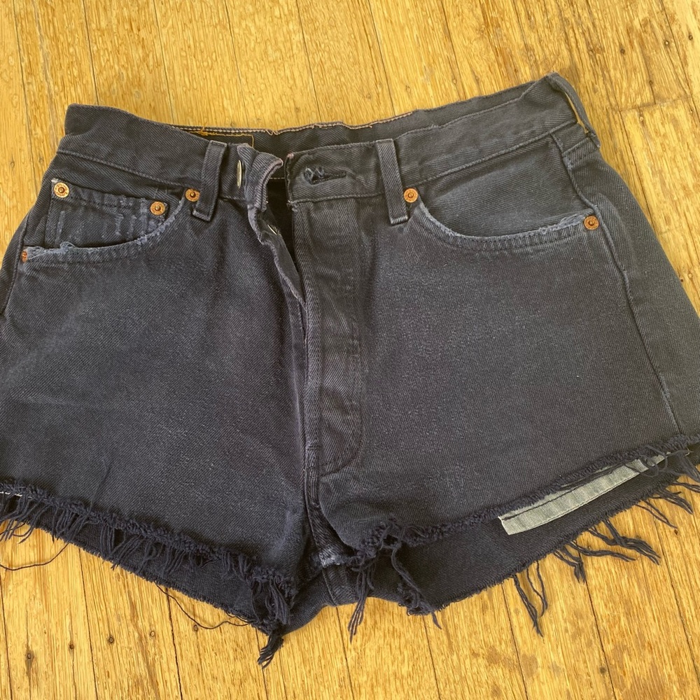 Navy Levi cutoffs